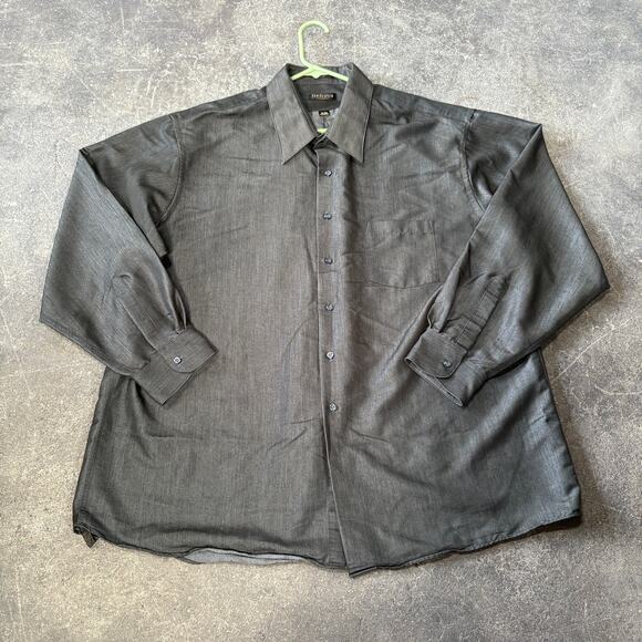 Vintage Van Heusen Softwear Shirt Size 2XL 18 Dark Green Button Up Long Sleeve - Picture 1 of 9